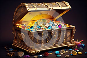 treasure chest overflowing with gold and jewels