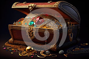 treasure chest overflowing with gold, jewels, and other valuable treasures