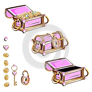 Treasure chest with pink jewelry