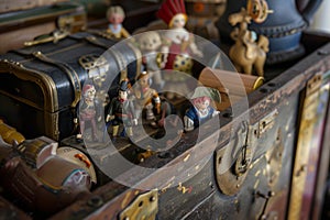 treasure chest toy box filled with oldstyle toys