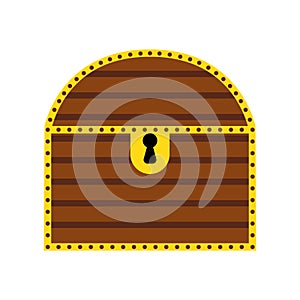 Treasure chest vector icon. Treasure icon. Wooden chest vector icon.