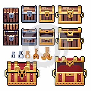 Treasure chests in pixel arte