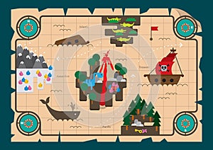 treasure hunt map. Vector illustration decorative design