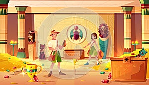 Treasure hunters in egypt pharaoh treasury vector