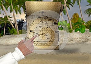 Treasure Hunting Map Illustration