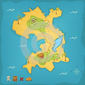 Treasure Island And Pirate Map