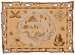 Treasure map on brown paper