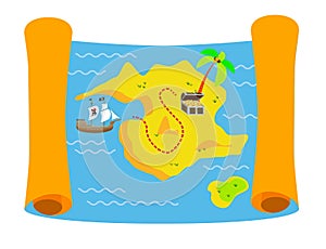 Treasure map colorful flat vector illustration