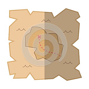 Treasure map icon isolated vector illustration.