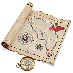 Treasure Map icon isolated on white background photo