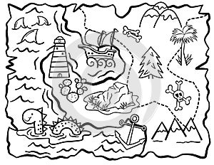 Treasure Map Kids Adventure Coloring Page