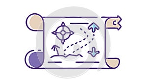 Treasure Map Scroll, Adventure and Discovery Icon, vector design Generative AI