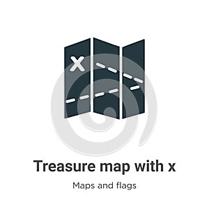 Treasure map with x vector icon on white background. Flat vector treasure map with x icon symbol sign from modern maps and flags