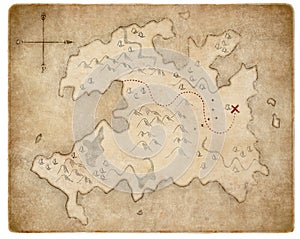 Treasure medieval pirates map page isolated