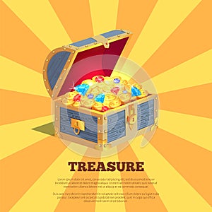Treasure Poster with Wooden Chest Full of Ancient Gold