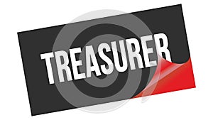 TREASURER text on black red sticker stamp