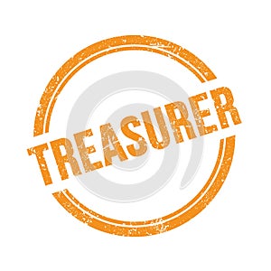 TREASURER text written on orange grungy round stamp