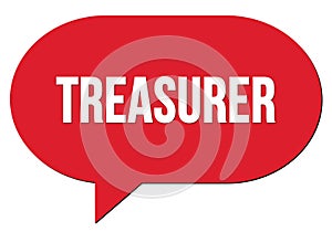 TREASURER text written in a red speech bubble