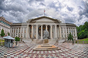 Treasury department building in washington view detail