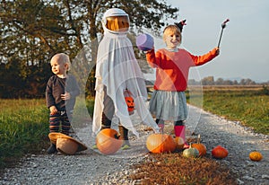 Treat or trick! Halloween Kids Holidays Concept