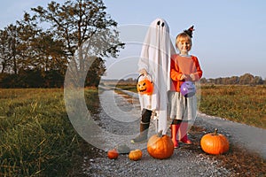 Treat or trick! Halloween Kids Holidays Concept
