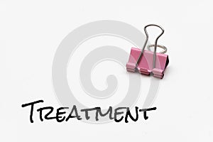 Treatment - Covid-19, Illustration with words related to the corona virus