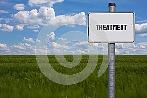 Treatment - Covid-19 - Image with words related to the corona virus