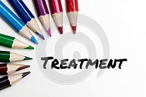 Treatment - Covid-19, Image with words related to the corona virus