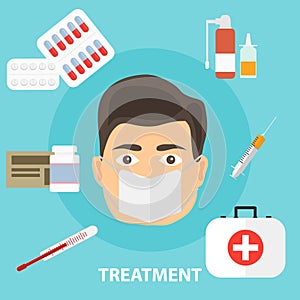 Treatment of the disease, the concept of treating the patient. Medicated treatment.