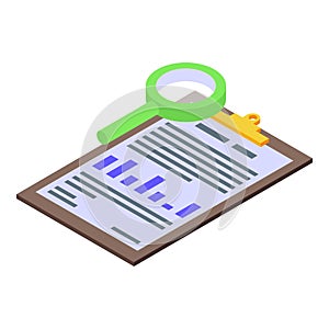 Treatment history clipboard icon isometric vector. Result digital