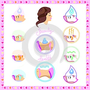 Treatment of the person, body care, face icon
