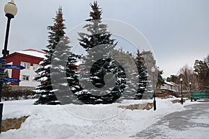 Territory of resort Uvildy in winter. Uvildy, Argayash, Russia photo
