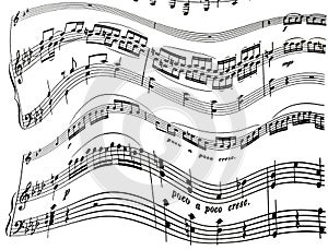 Treble clef and bass clef notes on the stave