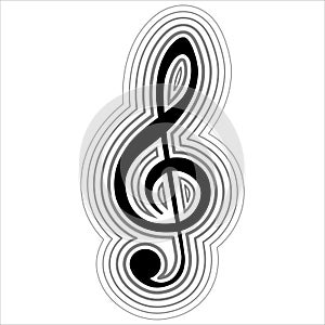 Black treble clef icon design, music note key.