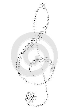 Treble clef design by musical notes