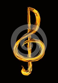 Treble clef from a fire