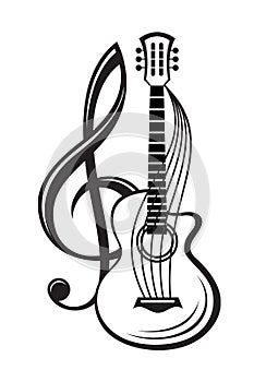 Treble clef and guitar