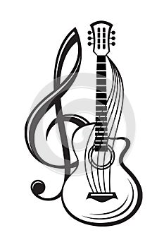 Treble clef and guitar photo