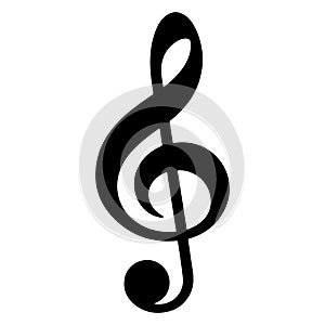 Treble clef icon. Music notes symbol. Black silhouette. Musical design. Note sign. Flat vector illustration.