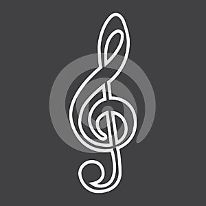 Treble Clef line icon, music and instrument