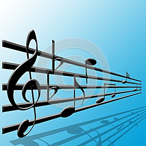 Treble clef and music notes photo