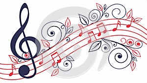 Treble clef with music notes, musical and artistic design vector design Generative AI photo