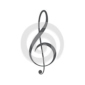 Treble clef and music notes vector icon concept, isolated on white background