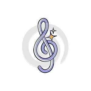 Treble clef note musical melody sound music line and fill style