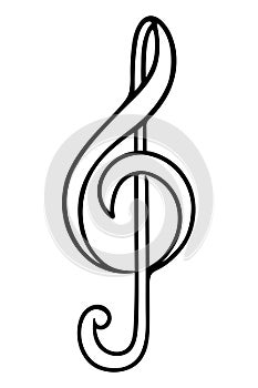 Treble clef. Sketch. Music sign. Doodle style