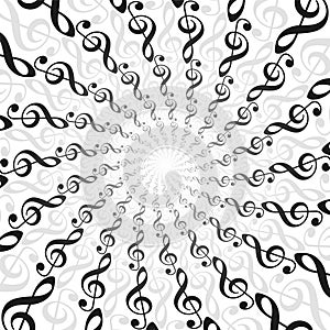 Treble Clefs Music Radial Pattern Spirale White Background