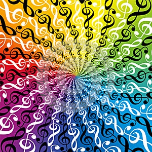 Treble Clefs Rainbow Colored Radial Pattern Music Spirale