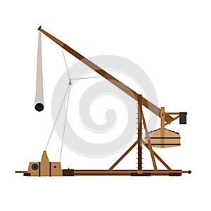 Trebuchet catapult vector war medieval siege illustration weapon wood ancient sling shot historical