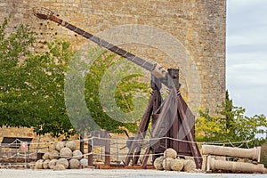 Trebuchet on display at the La Mota fortress