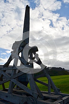 Trebuchet Silhouetted Against the Sky at Urquhart Castle